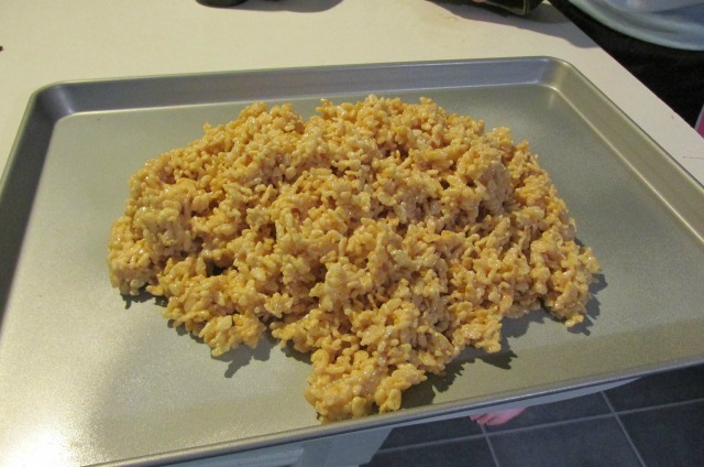 Turky Rice Krispie pour out on pan