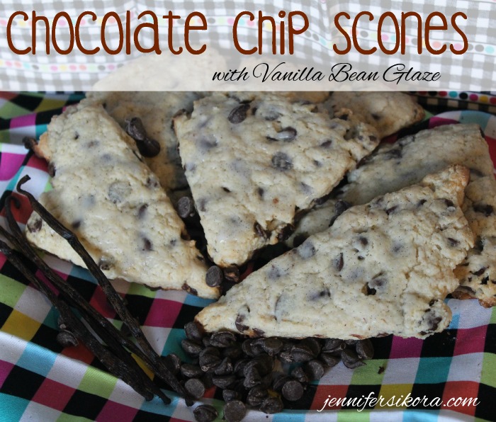 Chocolate Chip Scones with Vanilla Bean Glaze
